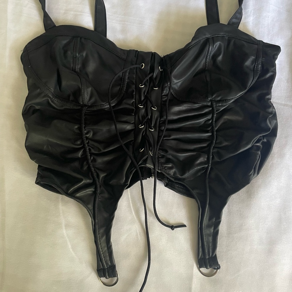 Leather grunge crop top